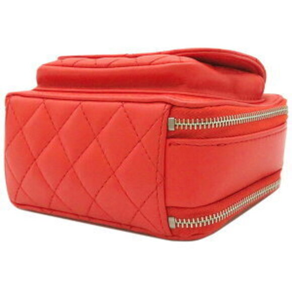 Chanel chain Shoulder Bag red coral leather pocket pochette classic - Picture 3 of 11